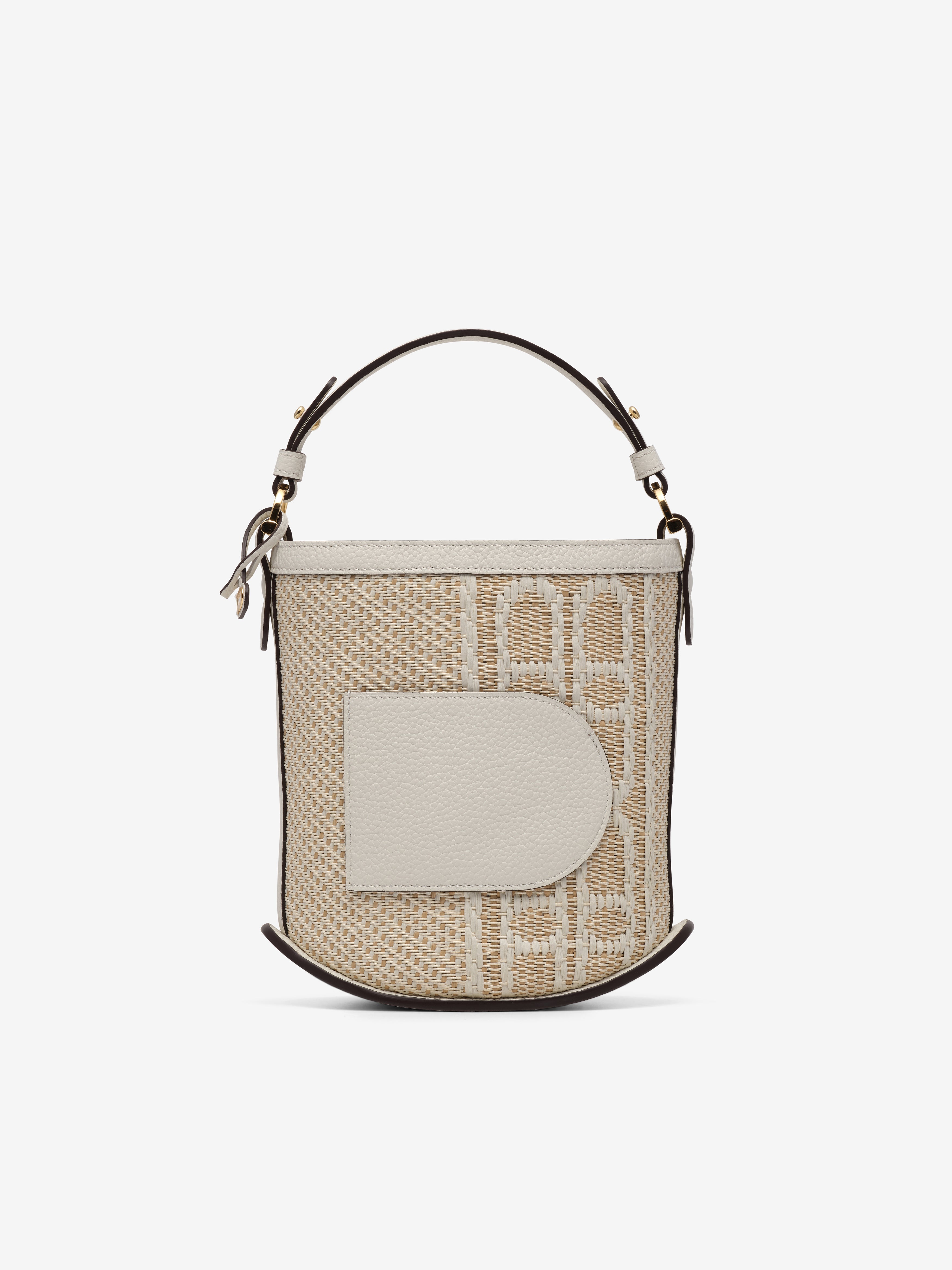 (Pin)_Pin Mini Bucket +C Versus Jacquard Taurillon Soft Natural - Ivory
